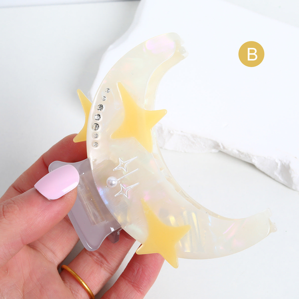 High sense New Star Moon hairpin Diamond acetate hairpin Pearl Star hair grip hair tail back head hair accessories