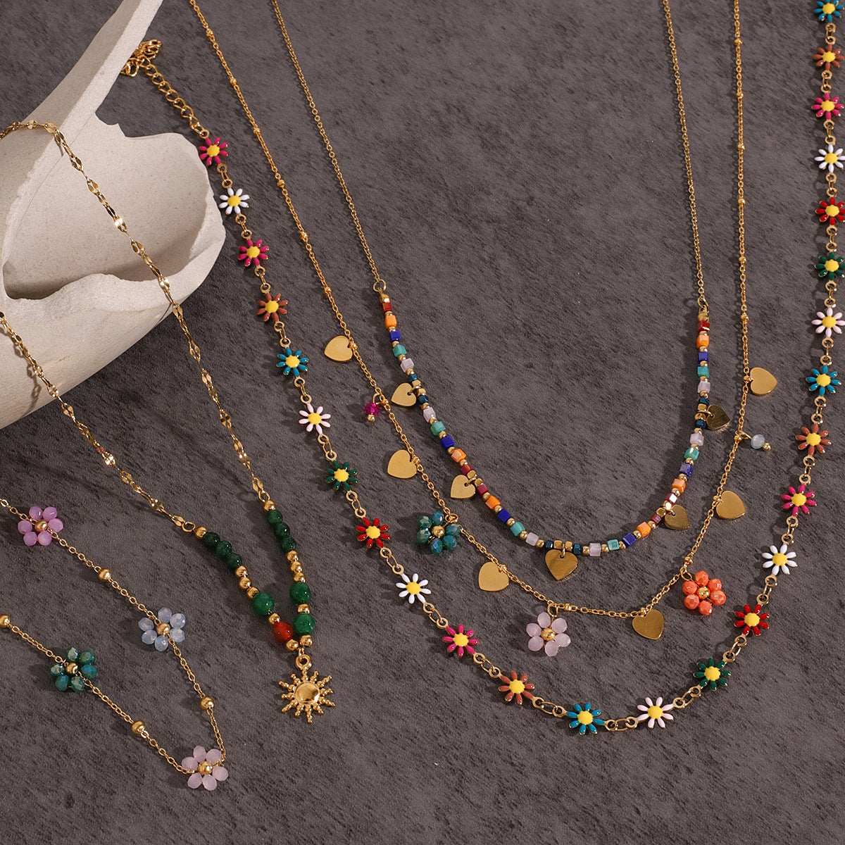European and American Titanium Steel Necklace Accessories High-grade Bohemian Clavicle Chain Holiday Cross-border Stainless Steel Jewelry
