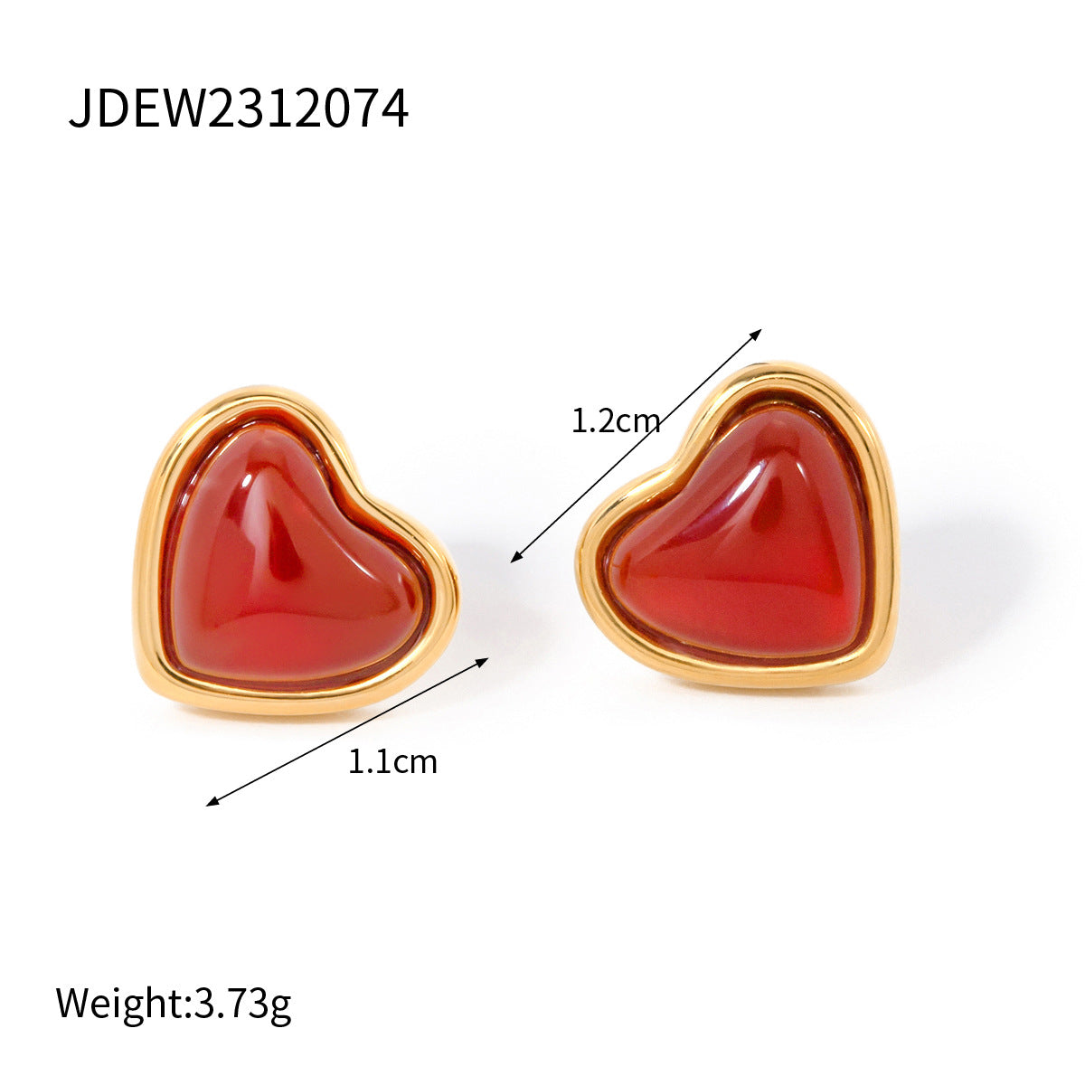 European and American 18k Gold Stainless Steel Red Agate Love Necklace Advanced Pendant Earrings Niche Ins Wind Ring