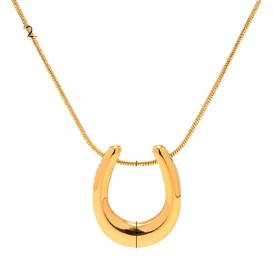 European and American Internet Celebrity Ins Style Stainless Steel Necklace 18K Gold Titanium Steel Pendant Necklace Women's Fashionable All-match Necklace Jewelry