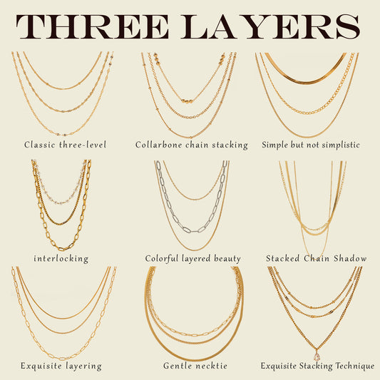 European and American three-layer stacking titanium steel necklace accessories women's light luxury high-end clavicle chain stainless steel jewelry cross-border