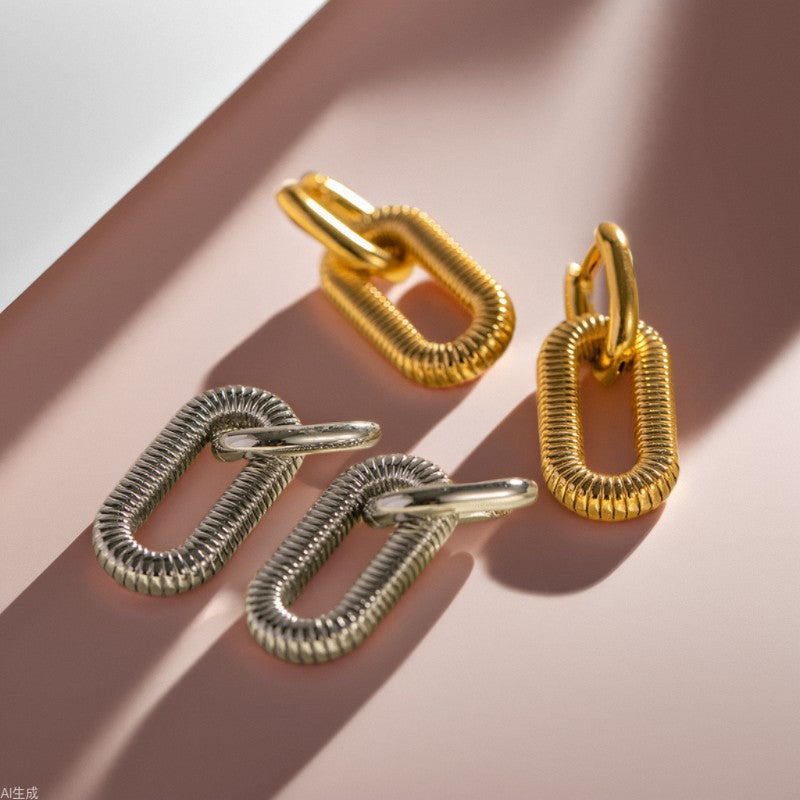 European and American ins new exaggerated 18K gold-plated stainless steel chain earrings jewelry high trend fashion earrings wholesale