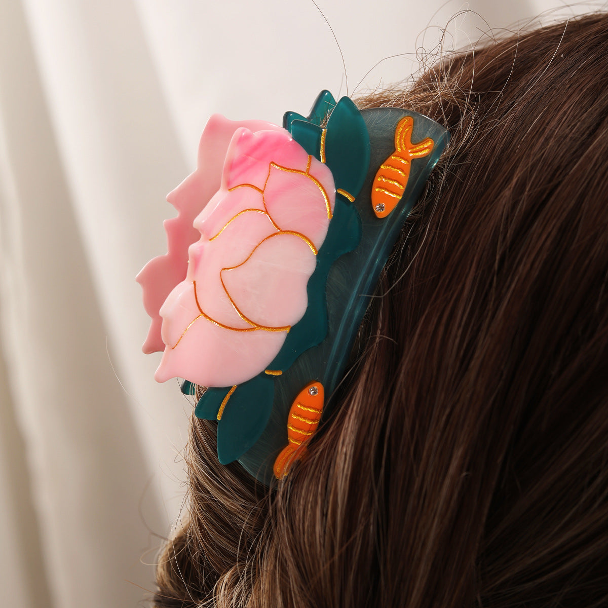 New creative fashion dragonfly flower lotus leaf fish acetic acid hair clip hair accessories shark clip women's hair