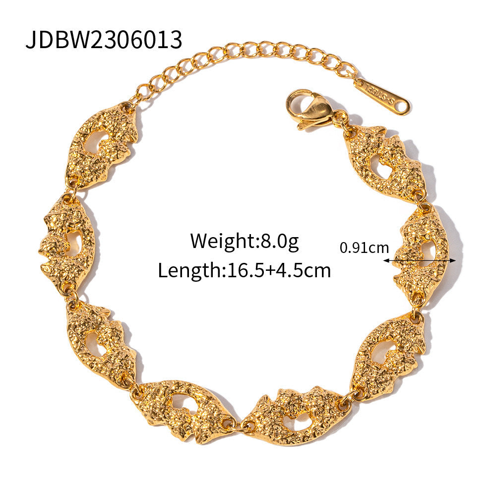 European and American Cross-border Jewelry 18k Gold Stainless Steel Wide Face Bracelet High-grade Ins Bracelet Titanium Steel Open Bracelet