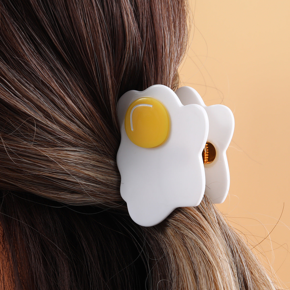 Acetate poached egg grab clip niche design hairpin interesting creative egg cartoon cute headdress hair accessories for women