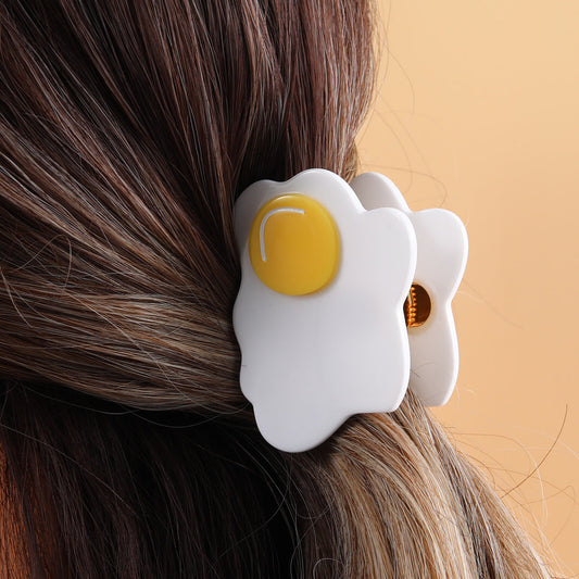Acetate poached egg grab clip niche design hairpin interesting creative egg cartoon cute headdress hair accessories for women