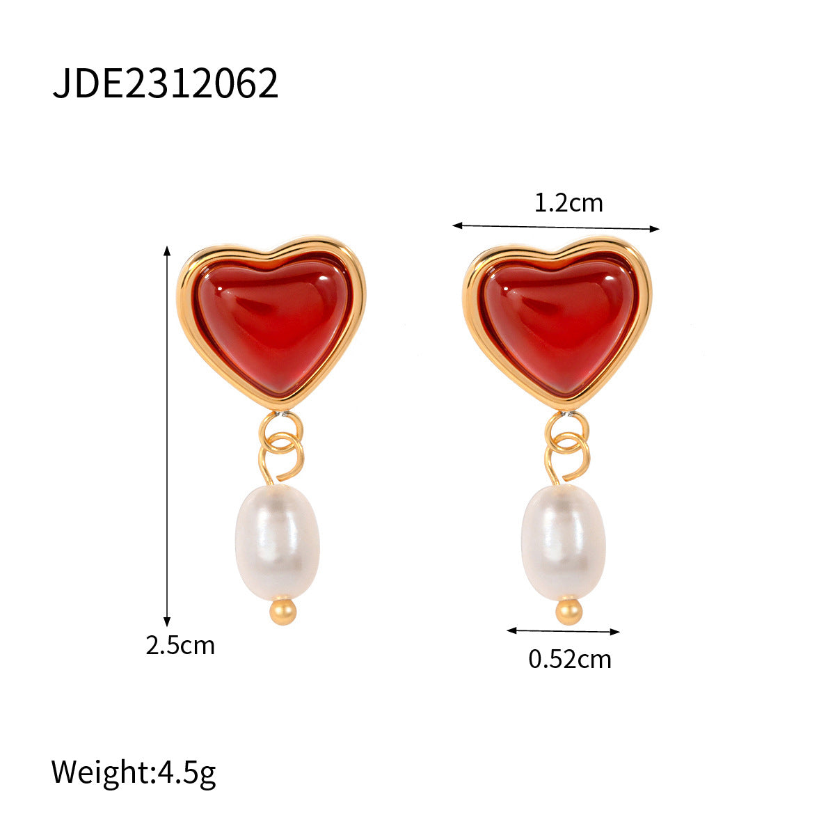 European and American 18k Gold Stainless Steel Red Agate Love Necklace Advanced Pendant Earrings Niche Ins Wind Ring