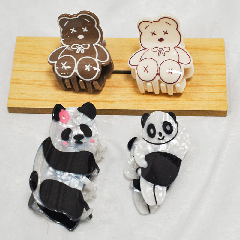 French New Acetic Acid Clip Cute Cartoon Animal Shark Clip Panda Fun Personalized Hair Accessory Hair Clip for Women