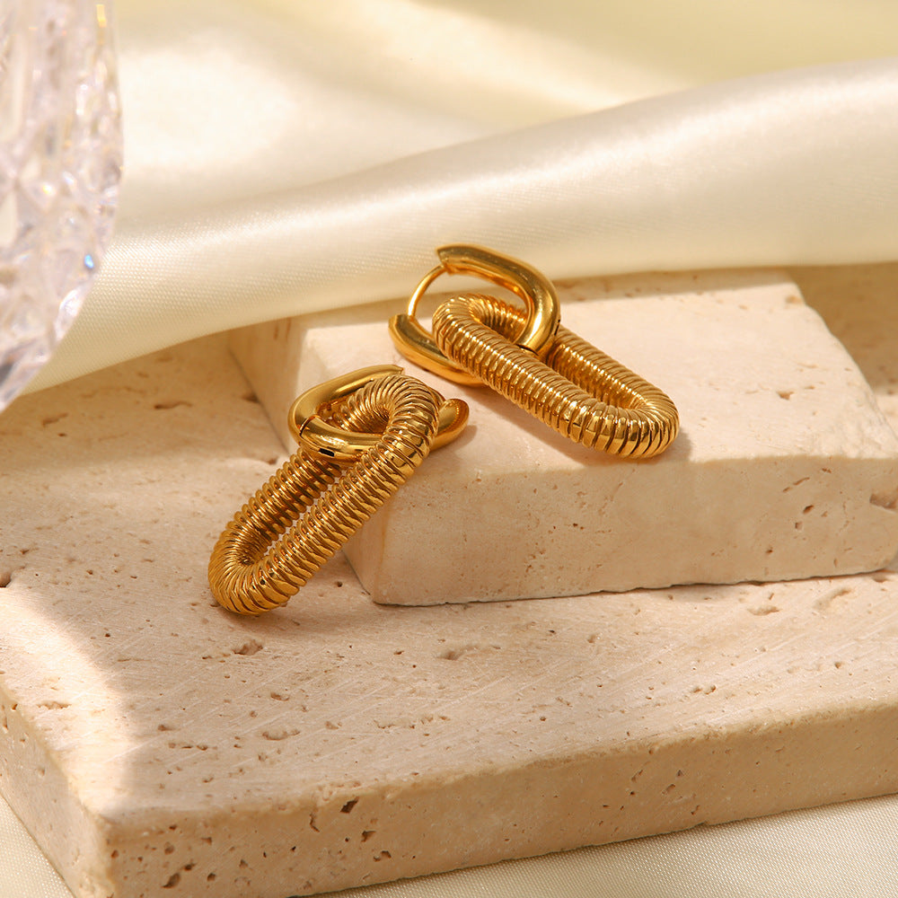 European and American ins new exaggerated 18K gold-plated stainless steel chain earrings jewelry high trend fashion earrings wholesale