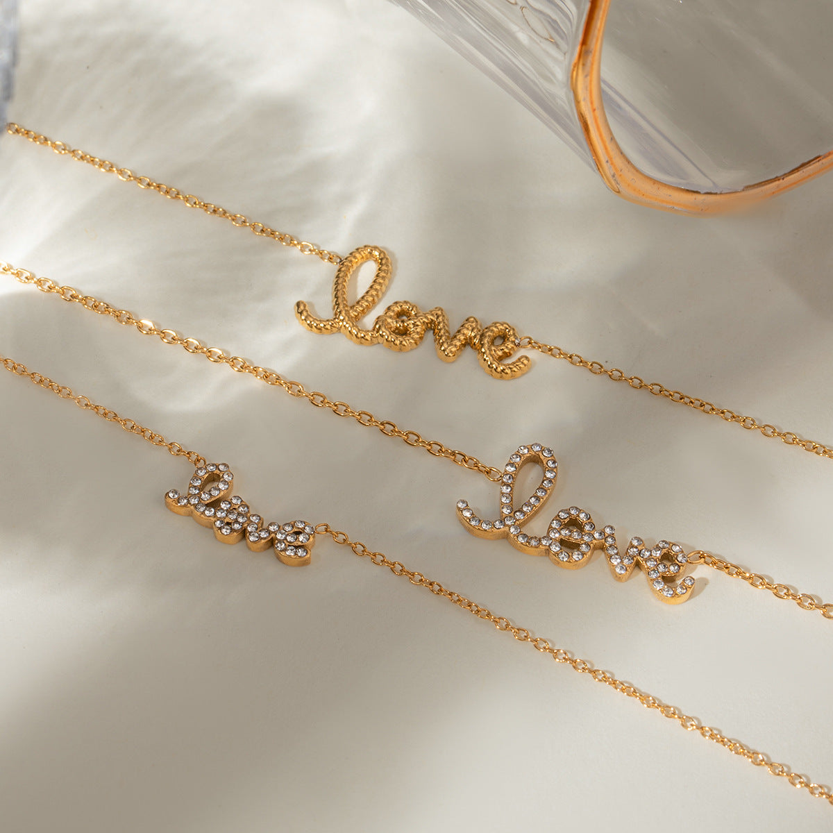 Europe and the United States stainless steel letter necklace high sense diamond clavicle chain titanium steel jewelry cross-border necklace