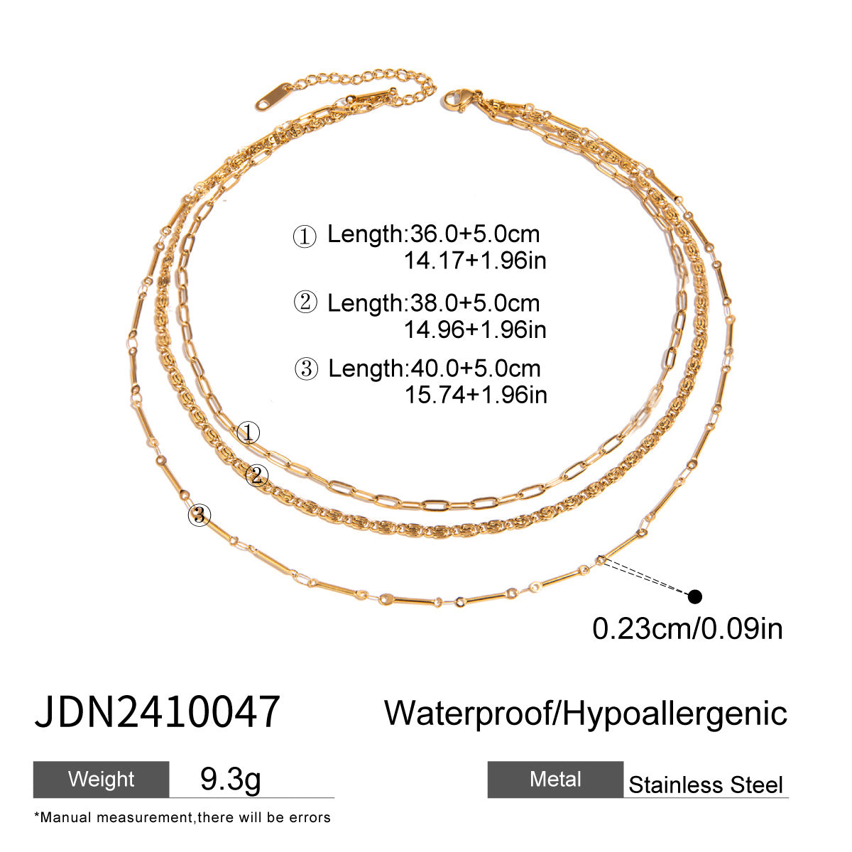 European and American three-layer stacking titanium steel necklace accessories women's light luxury high-end clavicle chain stainless steel jewelry cross-border