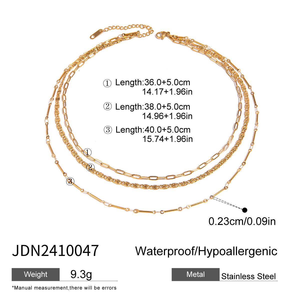 European and American three-layer stacking titanium steel necklace accessories women's light luxury high-end clavicle chain stainless steel jewelry cross-border