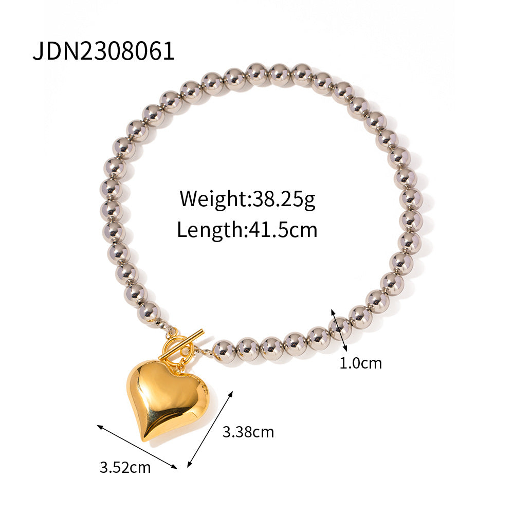 European and American color matching cross-border jewelry stainless steel love necklace light luxury niche ring titanium steel non-fading earrings