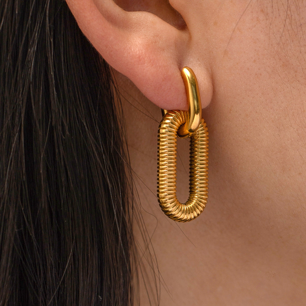 European and American ins new exaggerated 18K gold-plated stainless steel chain earrings jewelry high trend fashion earrings wholesale