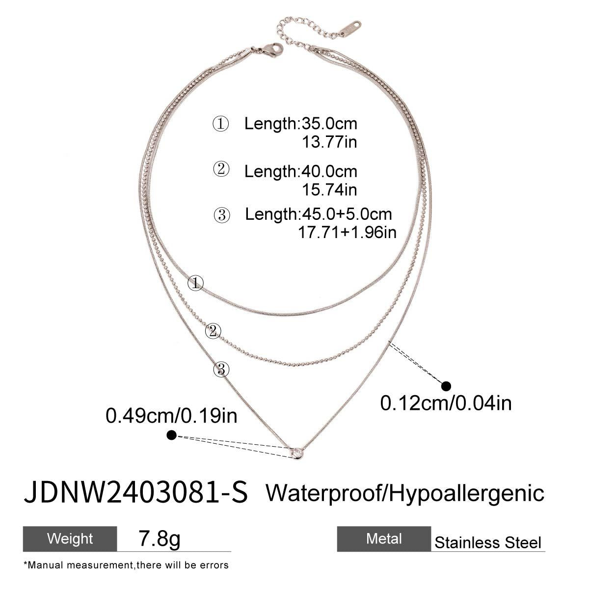 European and American three-layer stacking titanium steel necklace accessories women's light luxury high-end clavicle chain stainless steel jewelry cross-border