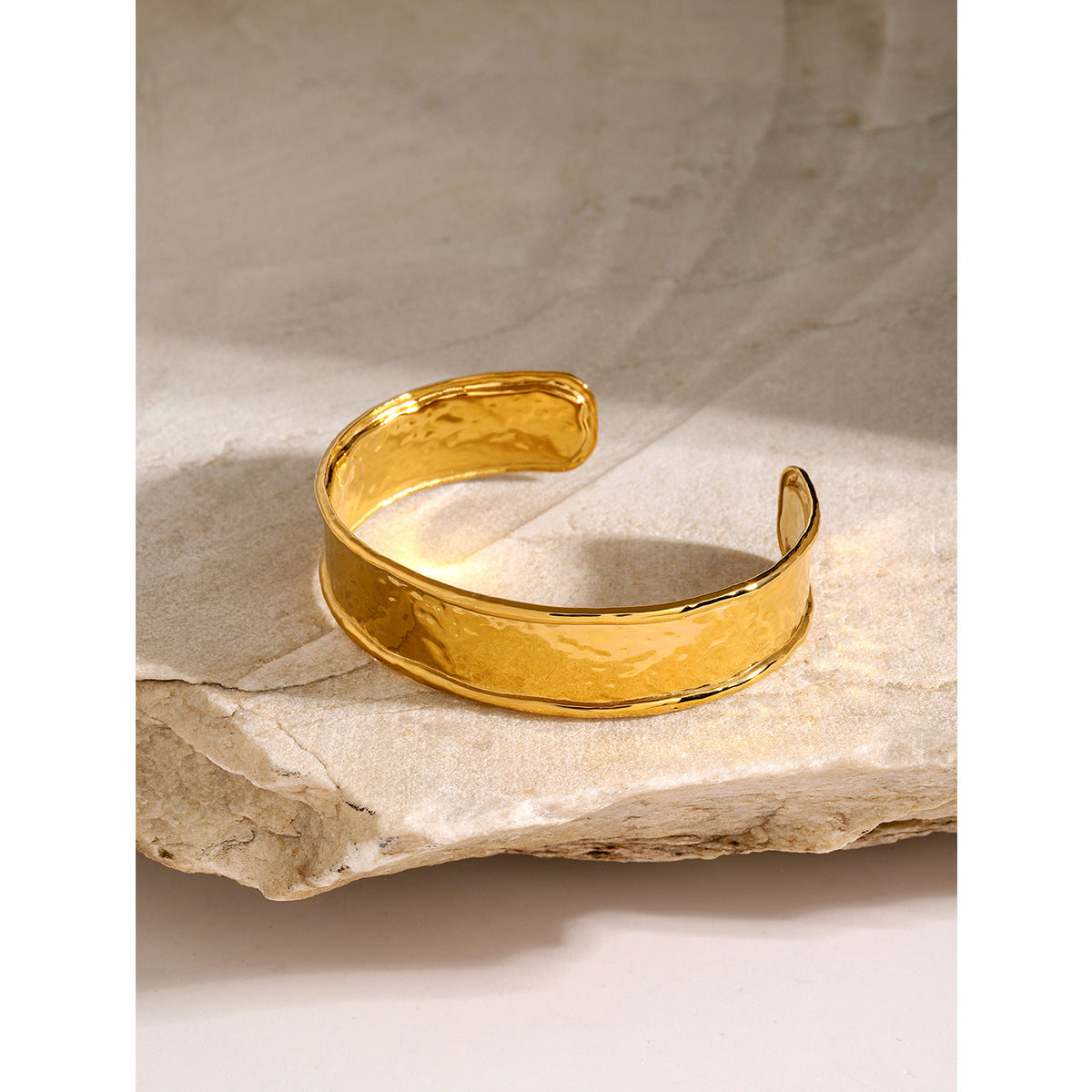 European and American Cross-border Jewelry 18k Gold Stainless Steel Wide Face Bracelet High-grade Ins Bracelet Titanium Steel Open Bracelet