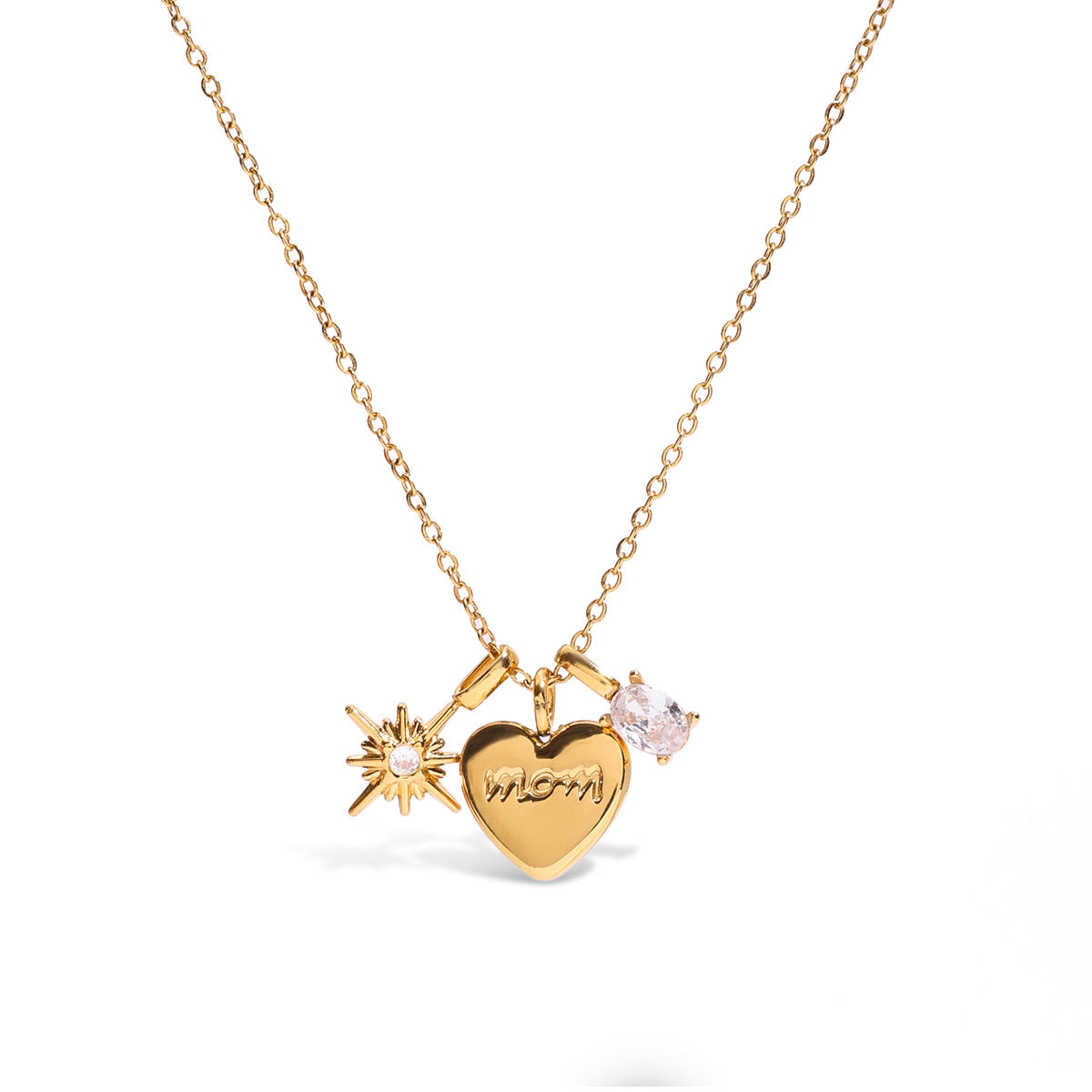 European and American Stainless Steel Zircon Love Necklace Light Luxury Niche Neck Chain Not Fading Titanium Steel Jewelry Women's High-end Sense