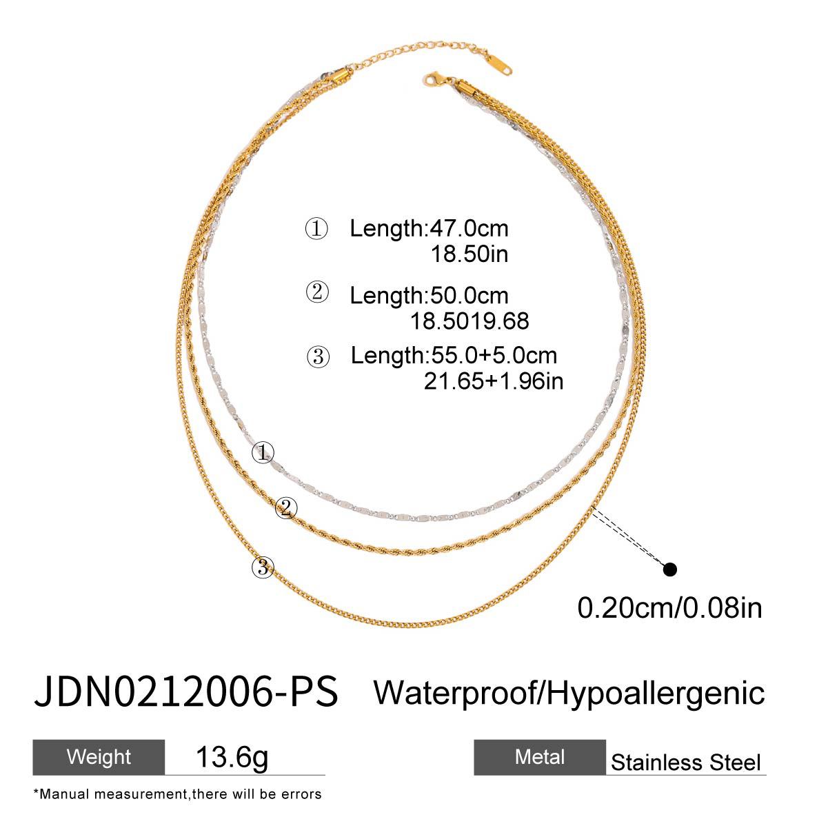 European and American three-layer stacking titanium steel necklace accessories women's light luxury high-end clavicle chain stainless steel jewelry cross-border