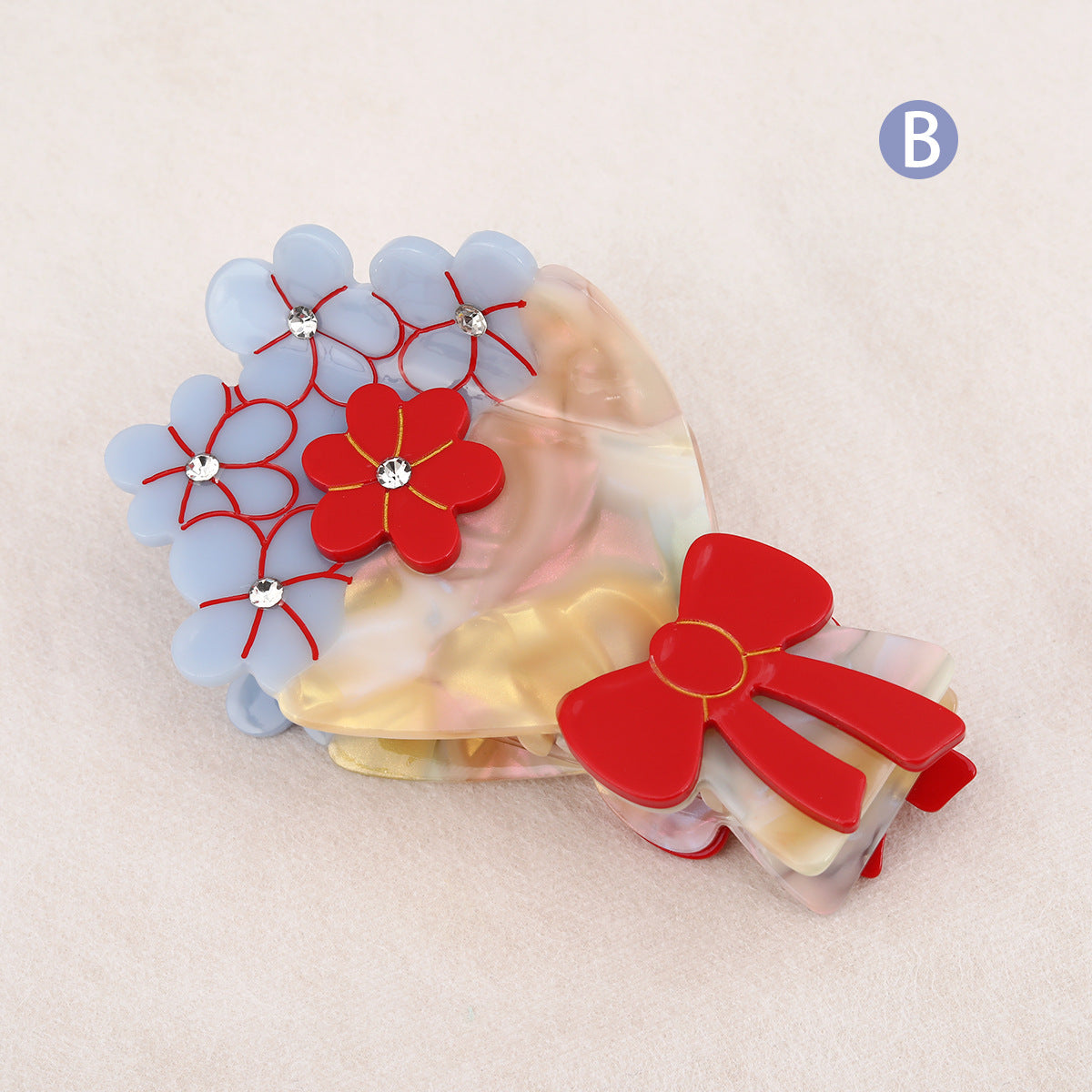French bow point drill bouquet grab clip cute flower shape all-match elegant ladies hair claw