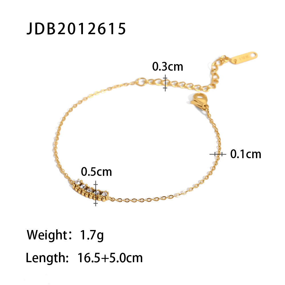 INS style women's new titanium steel bracelet 18K gold stainless steel inlaid zircon bracelet fashion all-match bracelet jewelry