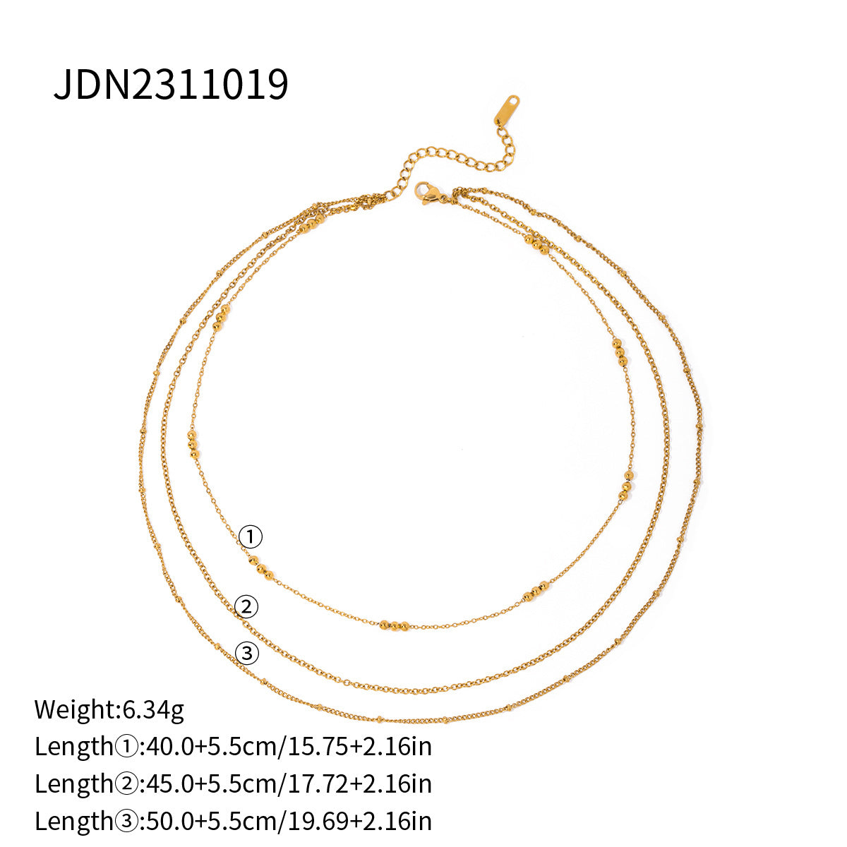 European and American three-layer stacking titanium steel necklace accessories women's light luxury high-end clavicle chain stainless steel jewelry cross-border