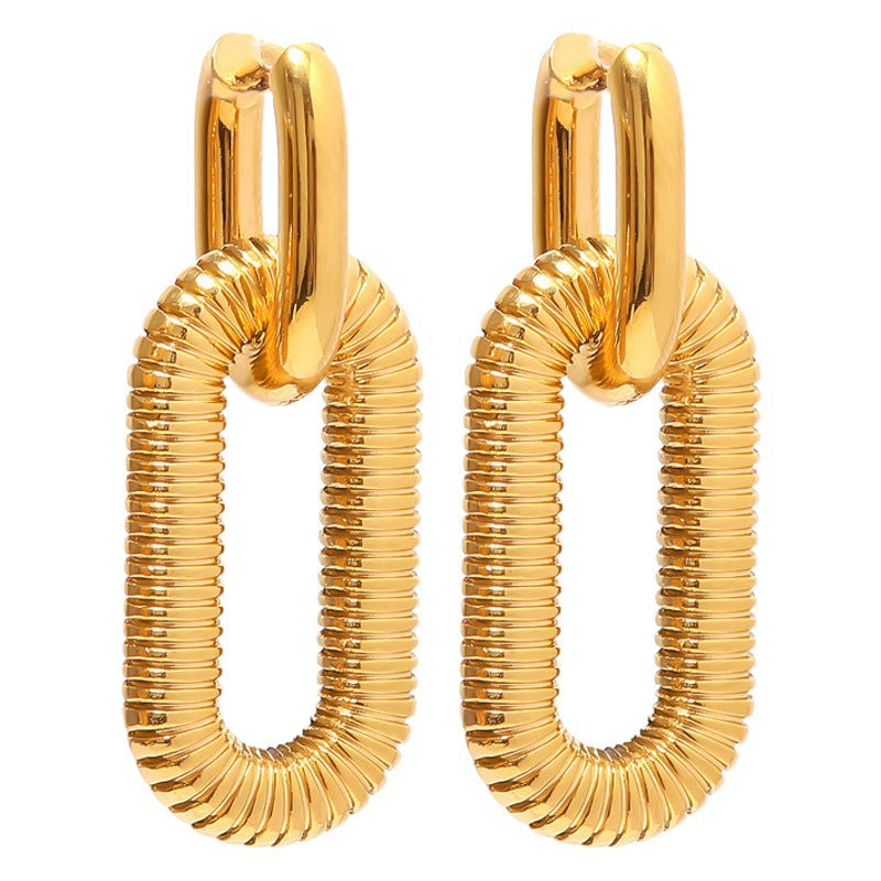 European and American ins new exaggerated 18K gold-plated stainless steel chain earrings jewelry high trend fashion earrings wholesale