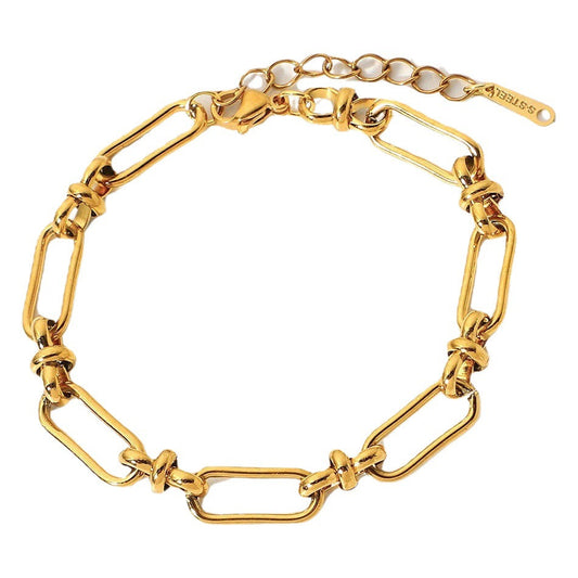 INS Internet Celebrant New Wide Chain Cross Buckle Bracelet Vacuum Electroplated 18K Gold European and American Stainless Steel Hand Ornaments Women's Jewelry
