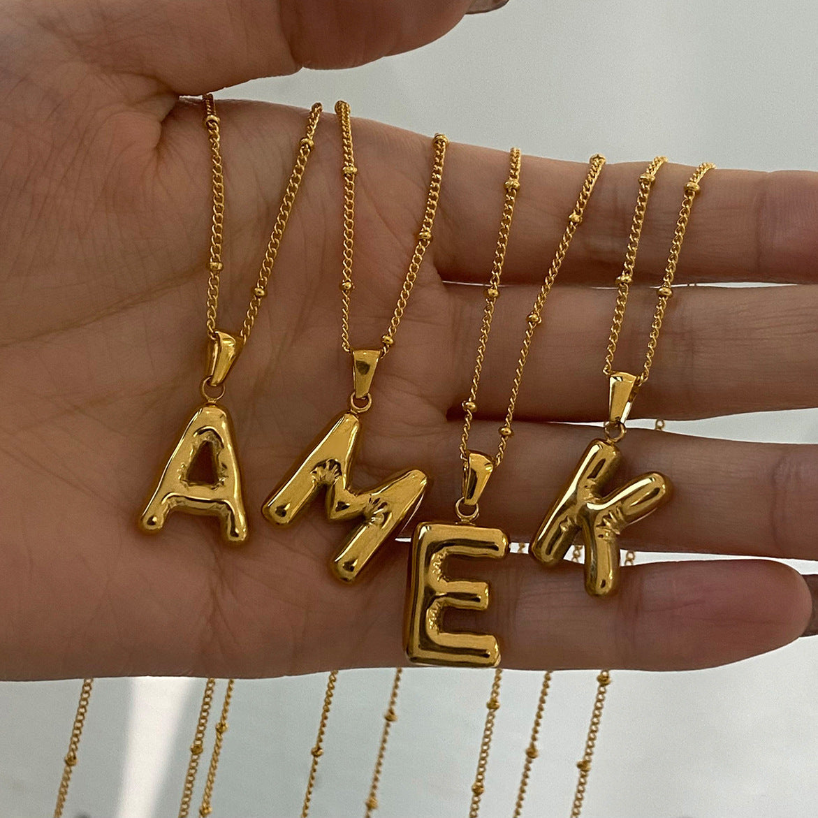 European and American stainless steel letter necklace pendant high sense clavicle chain titanium steel jewelry cross-border necklace