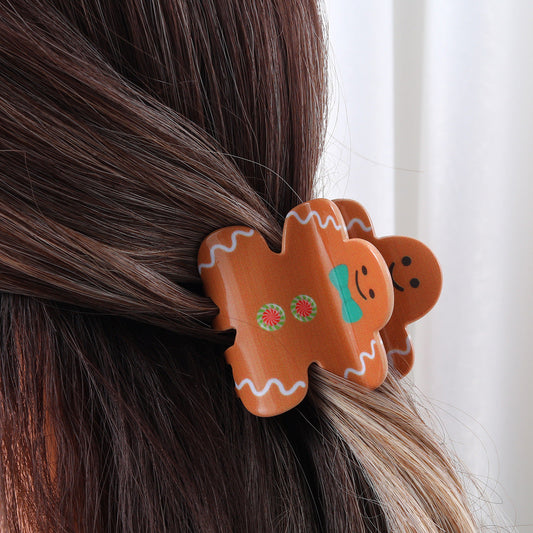 New Christmas Series Christmas Gingerbread Man Clip Cartoon Elk Gingerbread Man Hair Clip Cute Hair Accessories for Women