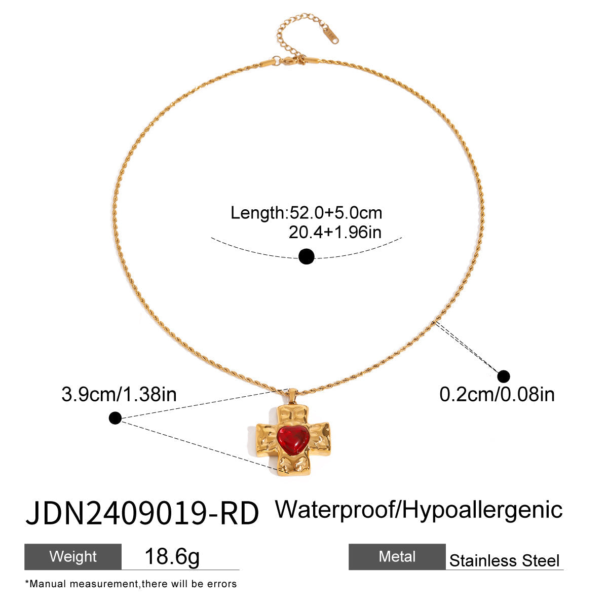 European and American Stainless Steel Cross Pendant Necklace Zircon Natural Stone Clavicle Chain Titanium Steel Neck Chain Jewelry Cross Border