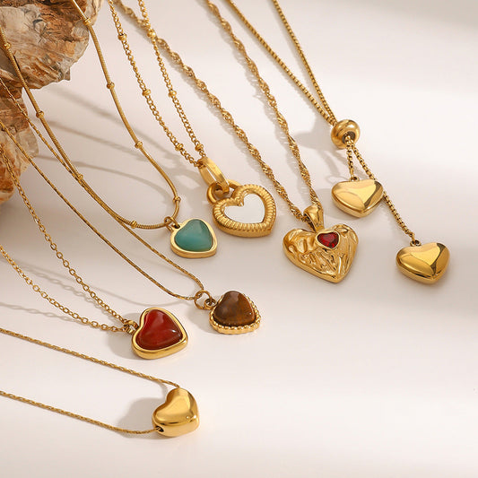 European and American stainless steel love necklace advanced sense pendant clavicle chain titanium steel jewelry cross-border necklace