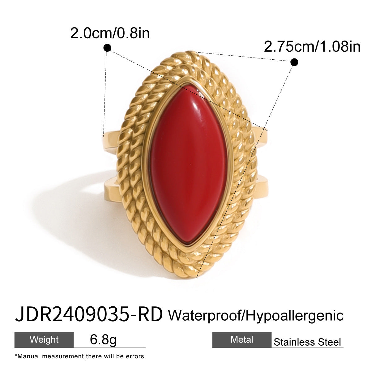European and American 18k Gold Stainless Steel Red Agate Love Necklace Advanced Pendant Earrings Niche Ins Wind Ring