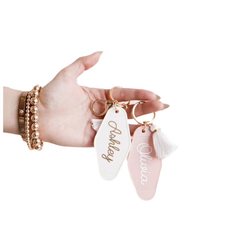 Personalized Key Chain Retro Motel Key Chain Gift for Her Personalized Gift