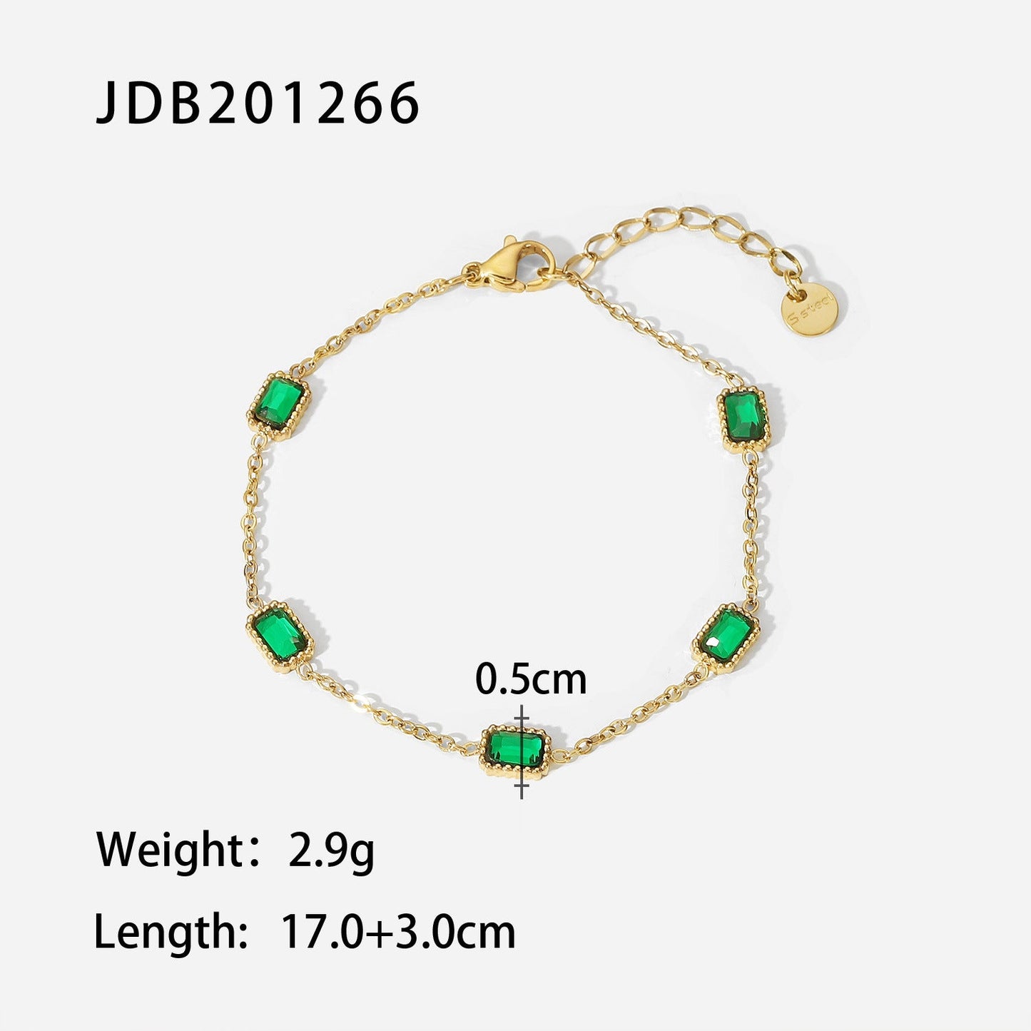 European and American fashion retro style green zircon series necklace earrings bracelet ring temperament ladies stainless steel jewelry