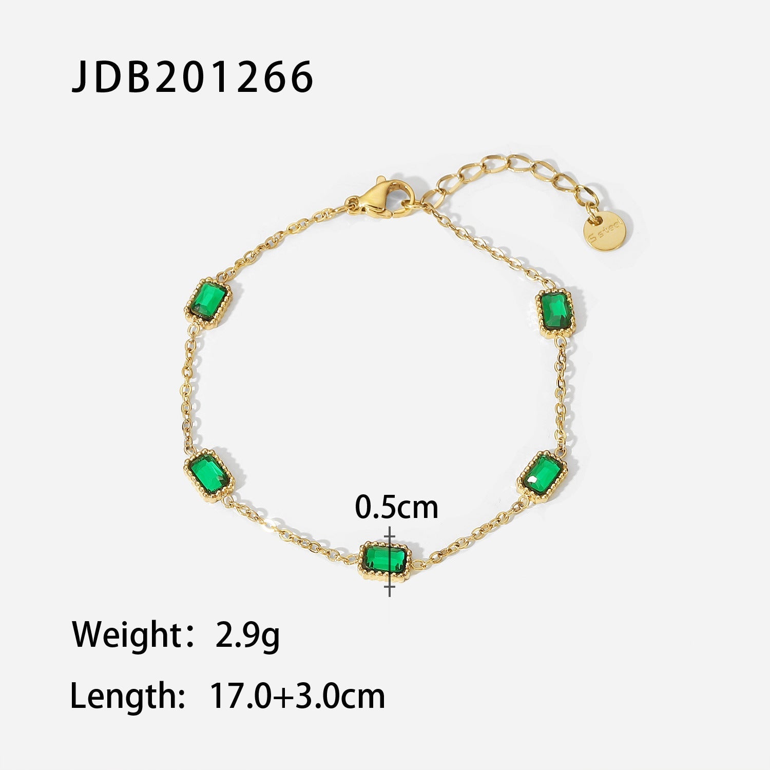 European and American fashion retro style green zircon series necklace earrings bracelet ring temperament ladies stainless steel jewelry