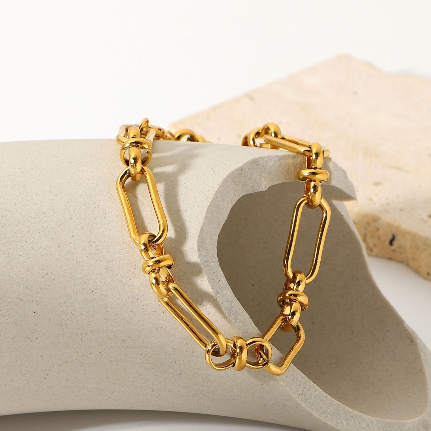 INS Internet Celebrant New Wide Chain Cross Buckle Bracelet Vacuum Electroplated 18K Gold European and American Stainless Steel Hand Ornaments Women's Jewelry