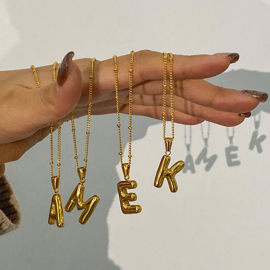 European and American stainless steel letter necklace pendant high sense clavicle chain titanium steel jewelry cross-border necklace