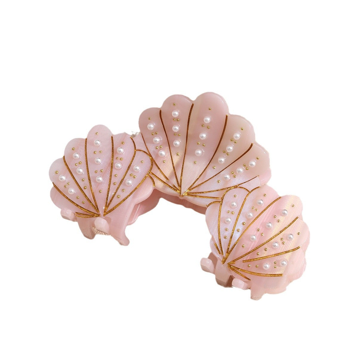 Cross-Border Shell Design Pearl Grabber Acetic Acid Hairpin Half-Tied Ball Head Fairy Hair Cute Headdress Grabber for Women