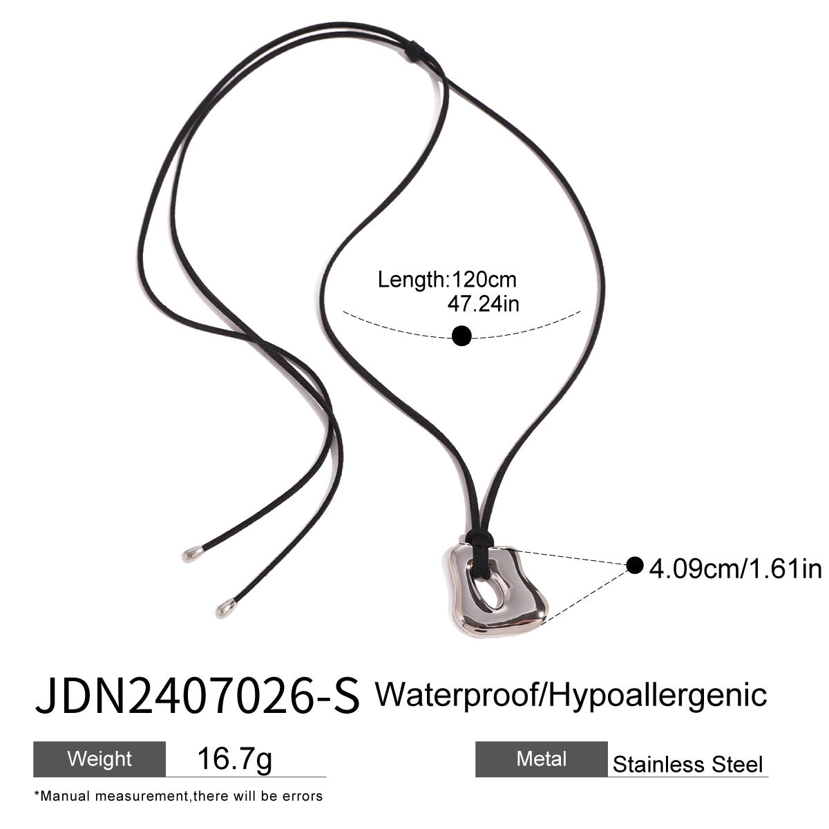 European and American Stainless Steel Asymmetrical Liquid Glossy Cut Out Pendant Necklace Personalized Fashion Necklace Cross-Border Jewelry