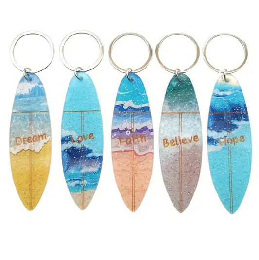 Personalized Cute Surfboard Acrylic Keychain Souvenir Gift Custom UV Printing Transparent Acrylic Keychain