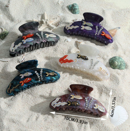 Personalized pearl claw clip Custom acetate pearlescent claw hair accessory