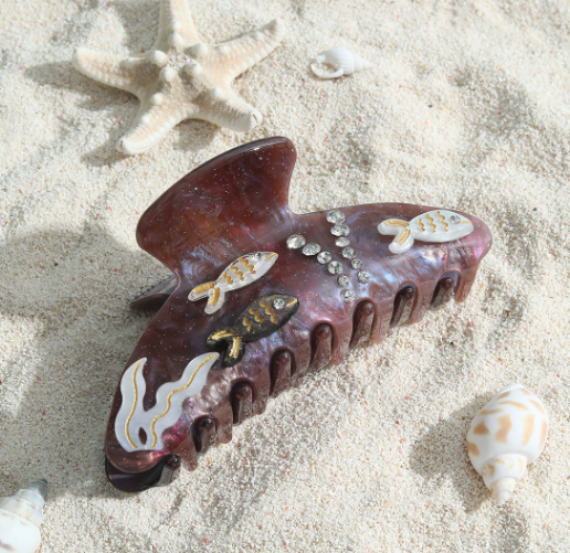 Personalized pearl claw clip Custom acetate pearlescent claw hair accessory